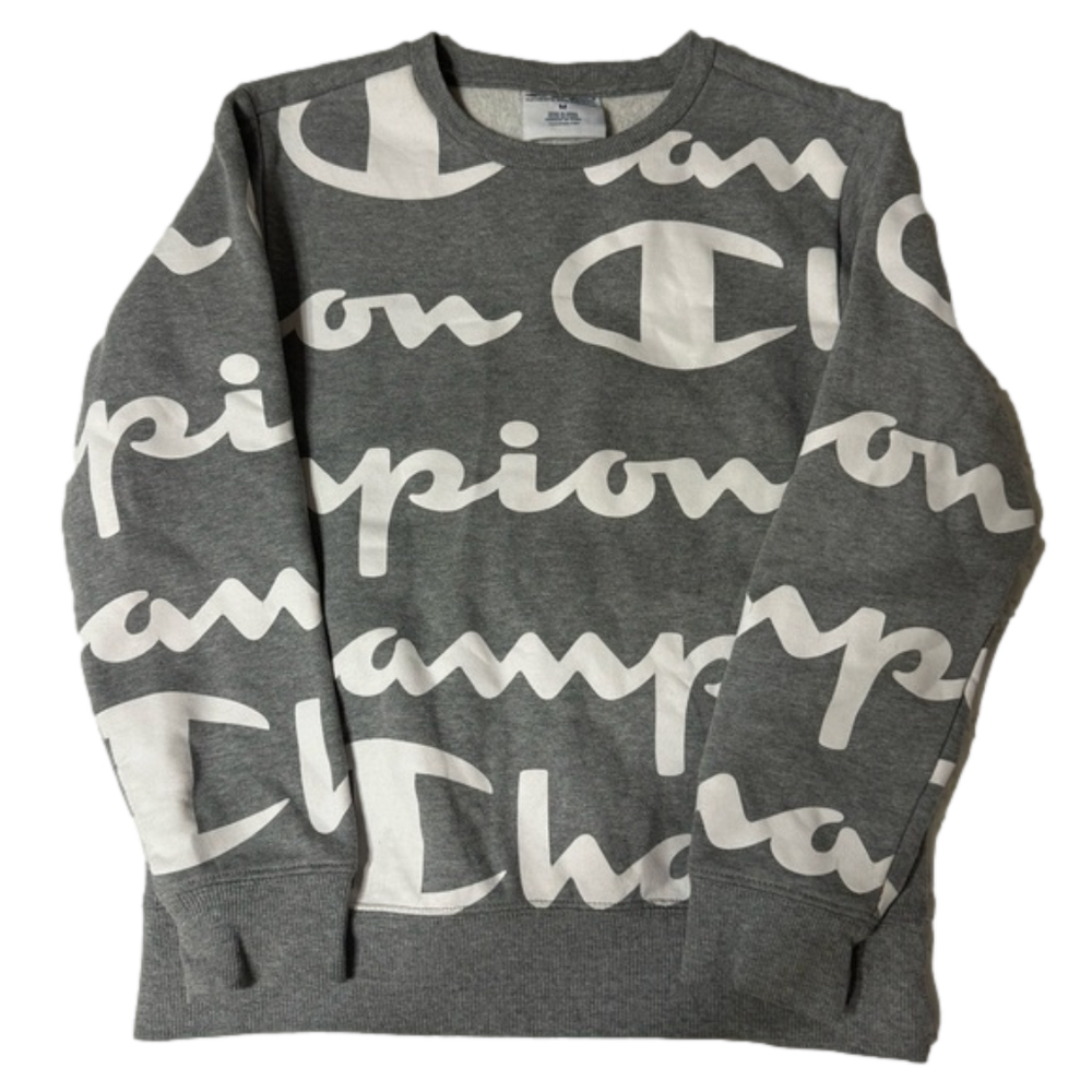 Champion Aop Reverse Weave Youth Medium Large Logo All Over Crewneck Sweatshirt